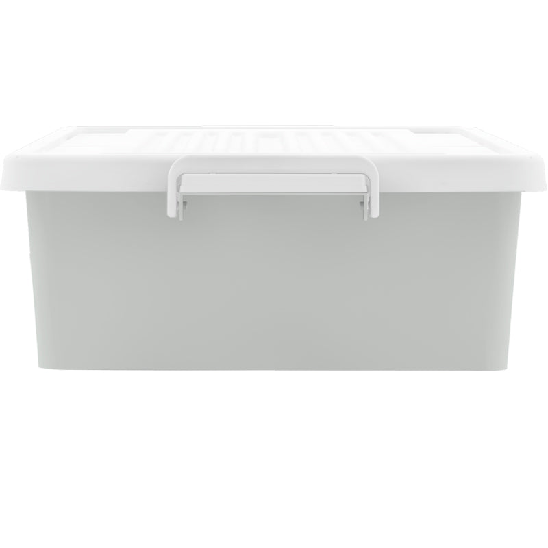 Marcolo light gray storage box with white lid.