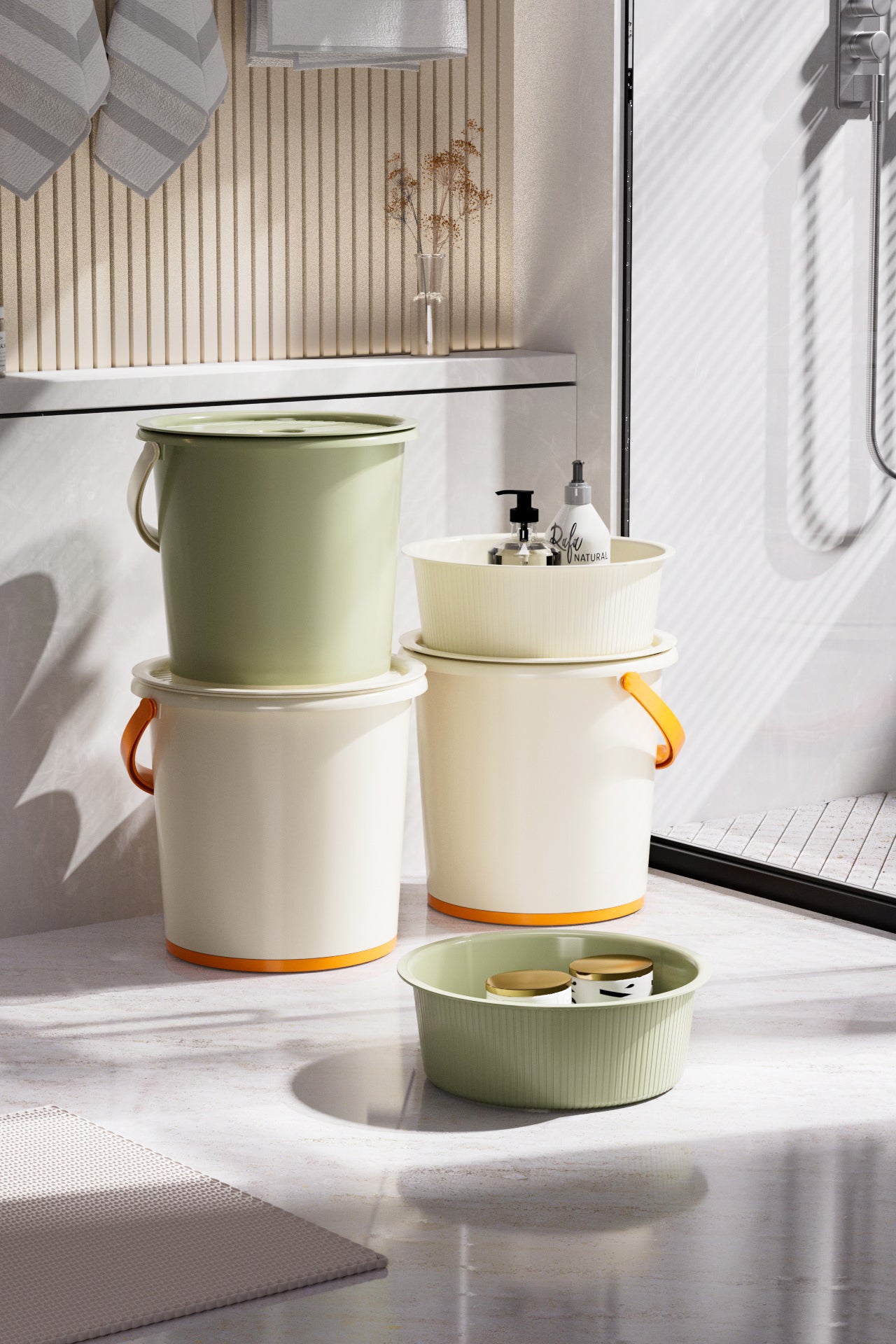 Marcolo clear storage cubes with books.