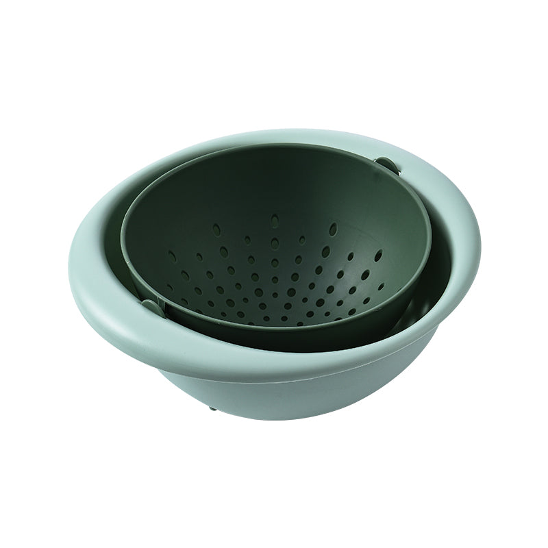 Marcolo two-piece mint plastic colander and bowl set.