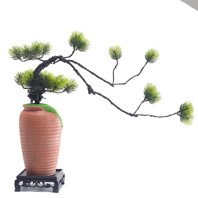 Artificial Pine Bonsai, Long Branch, Terracotta Vase Pot, 36 cm