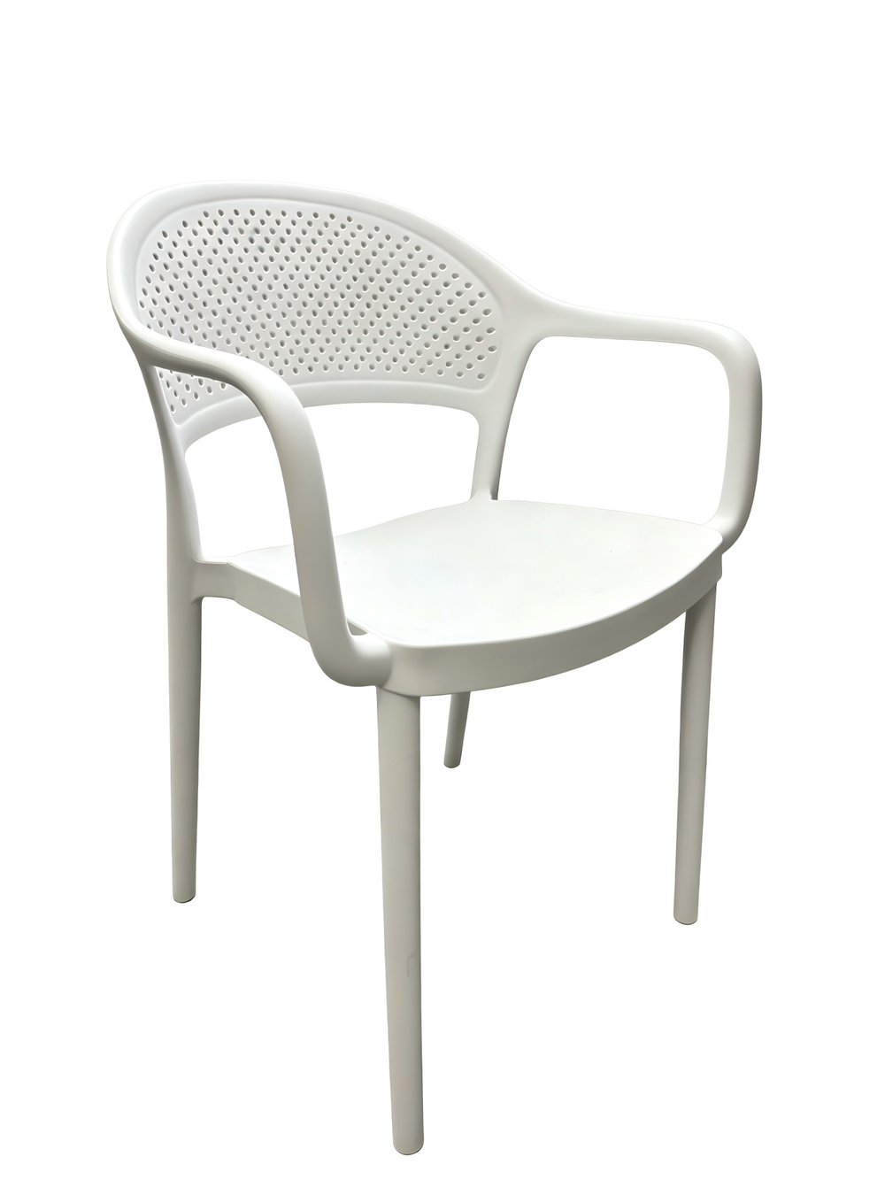 Tivoli Rattan-Style Chair with Arms – White, angled view