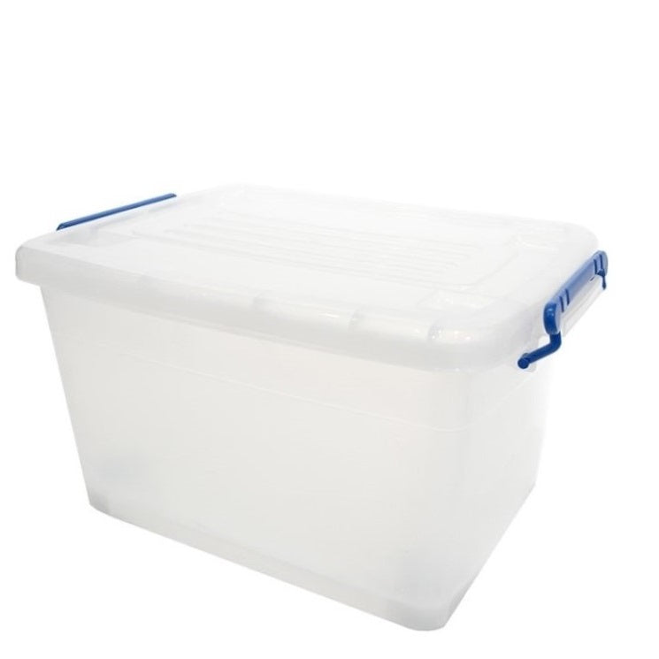 Marcolo large clear storage box with blue latches.
