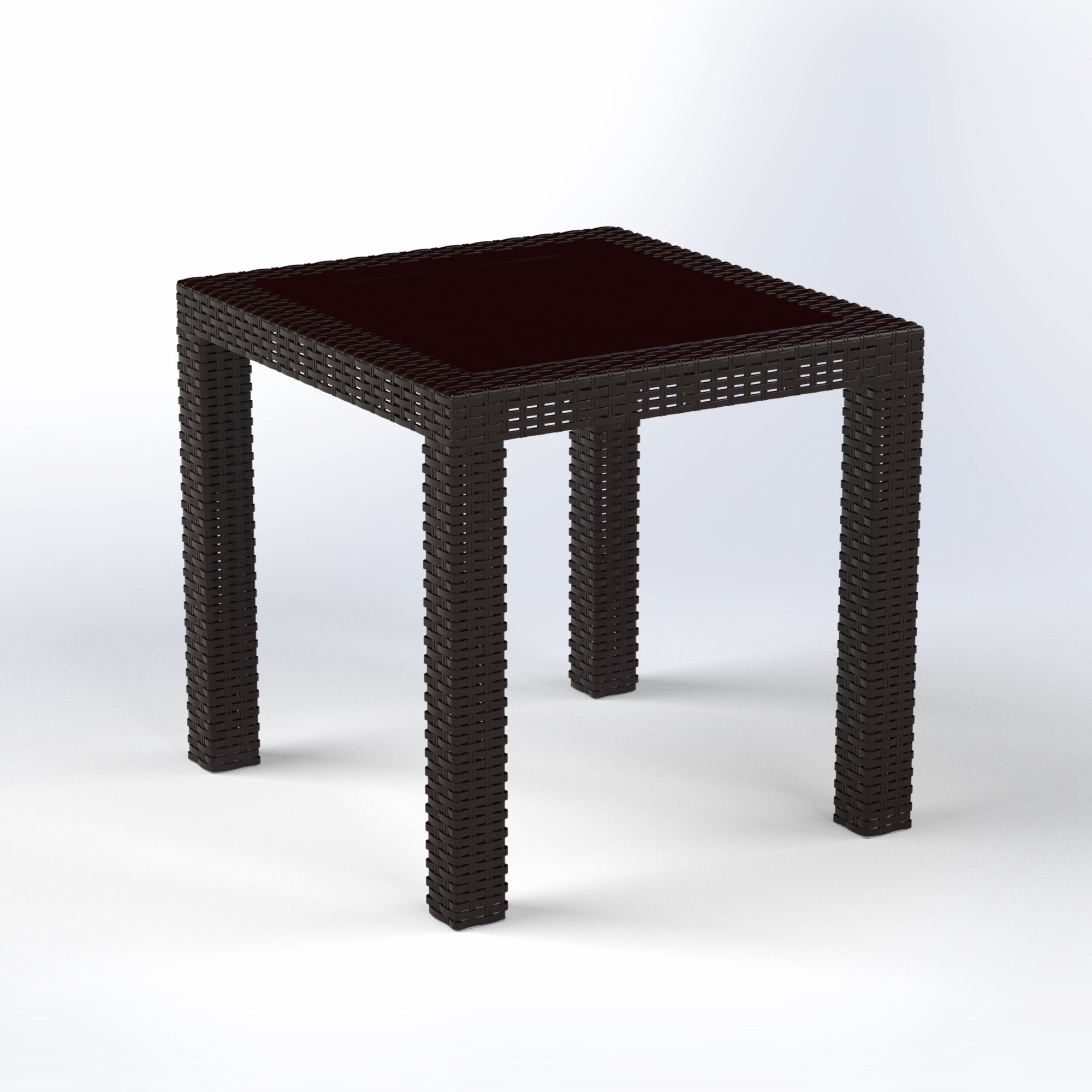 Marcolo brown rattan-style outdoor side table.