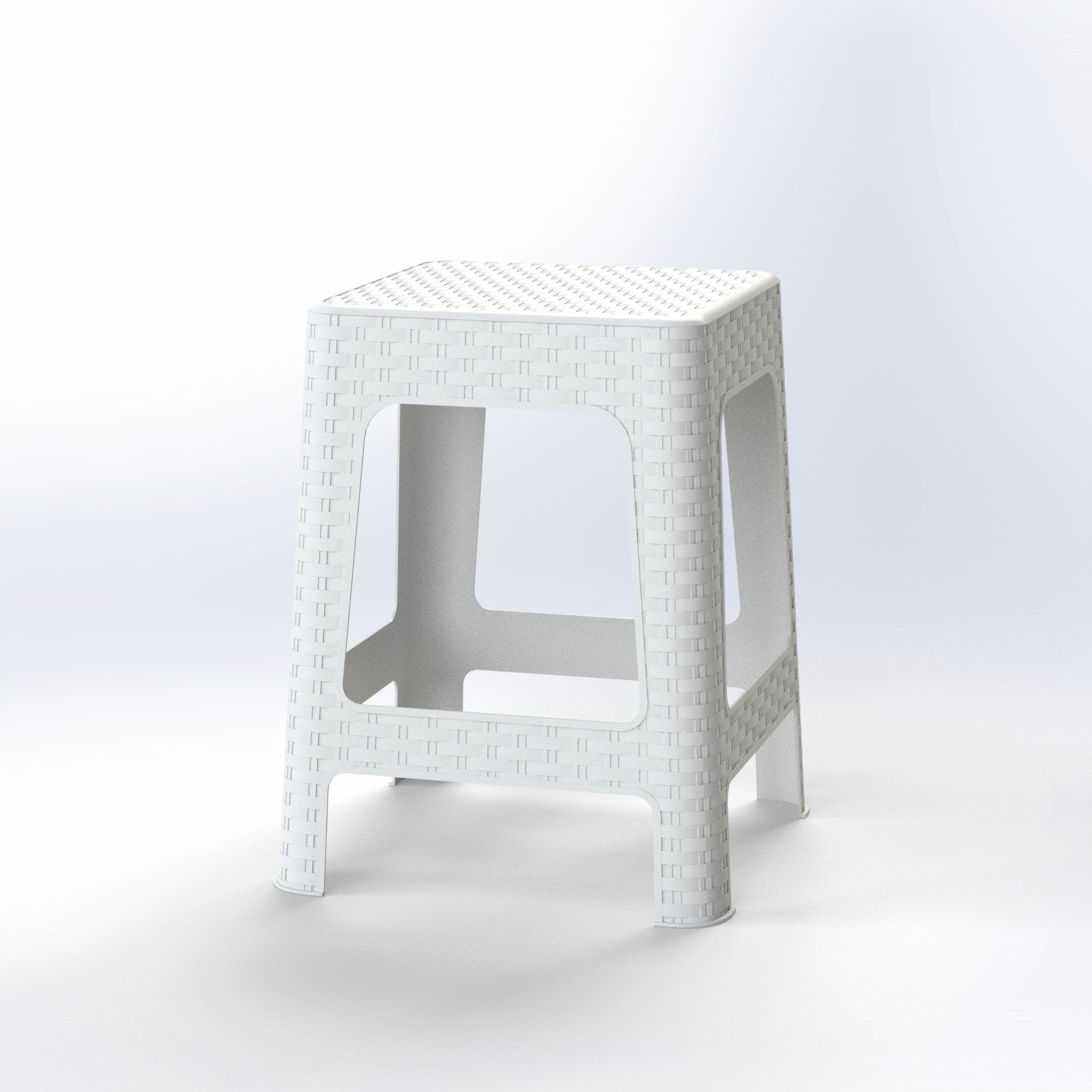 White woven-texture plastic Marcolo square stool.