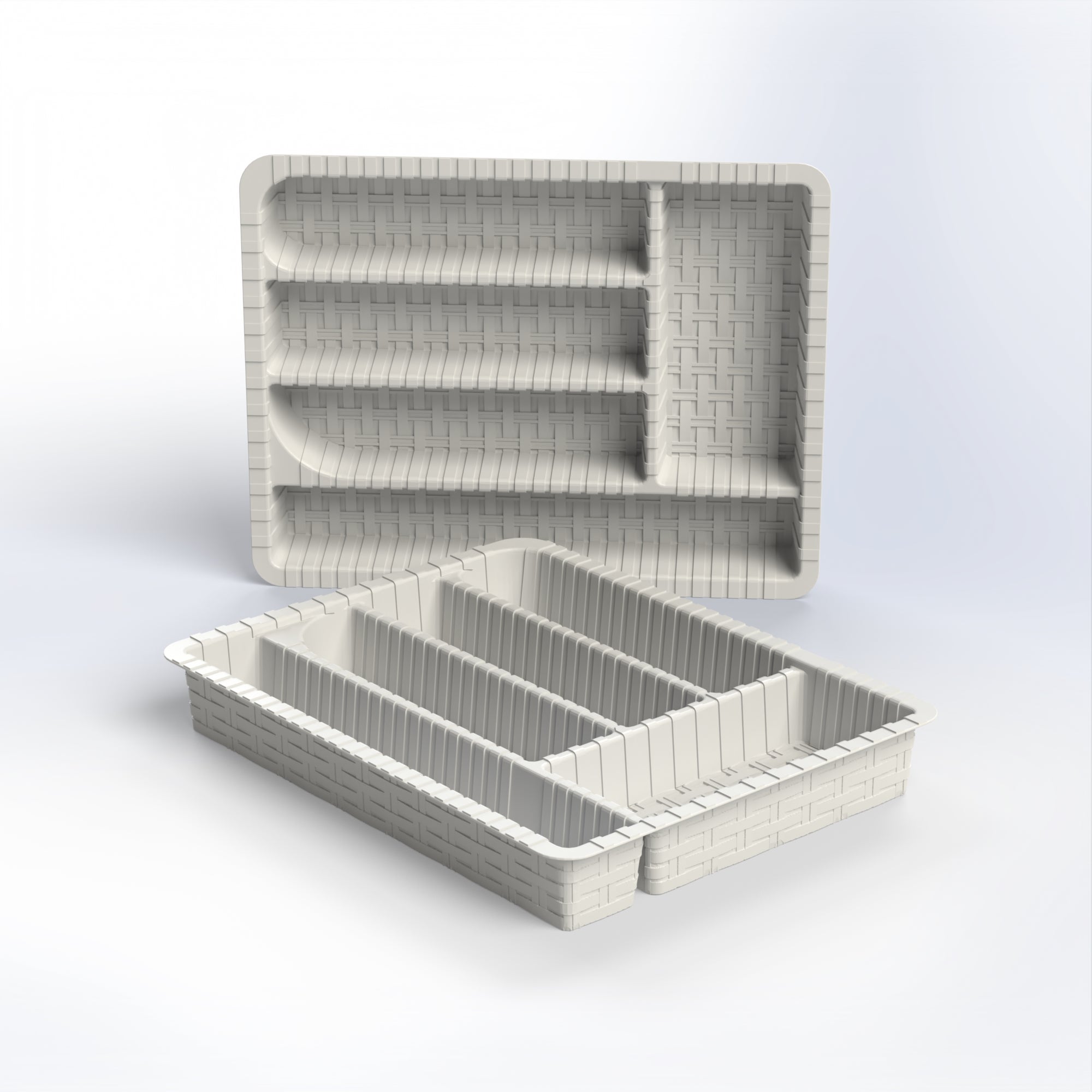 Marcolo two nested extendable silverware drawer organizers.