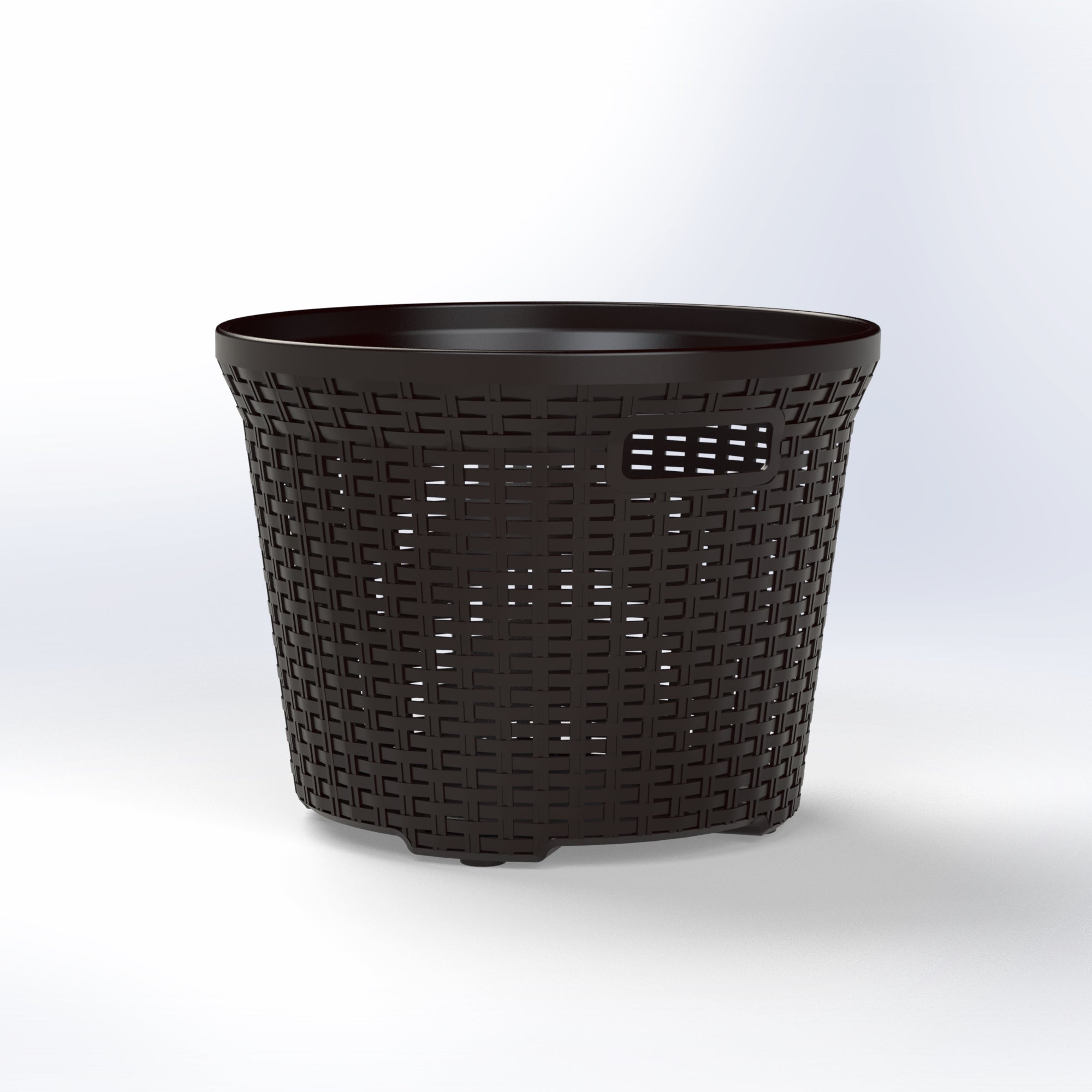 Marcolo black rattan-style plastic basket.