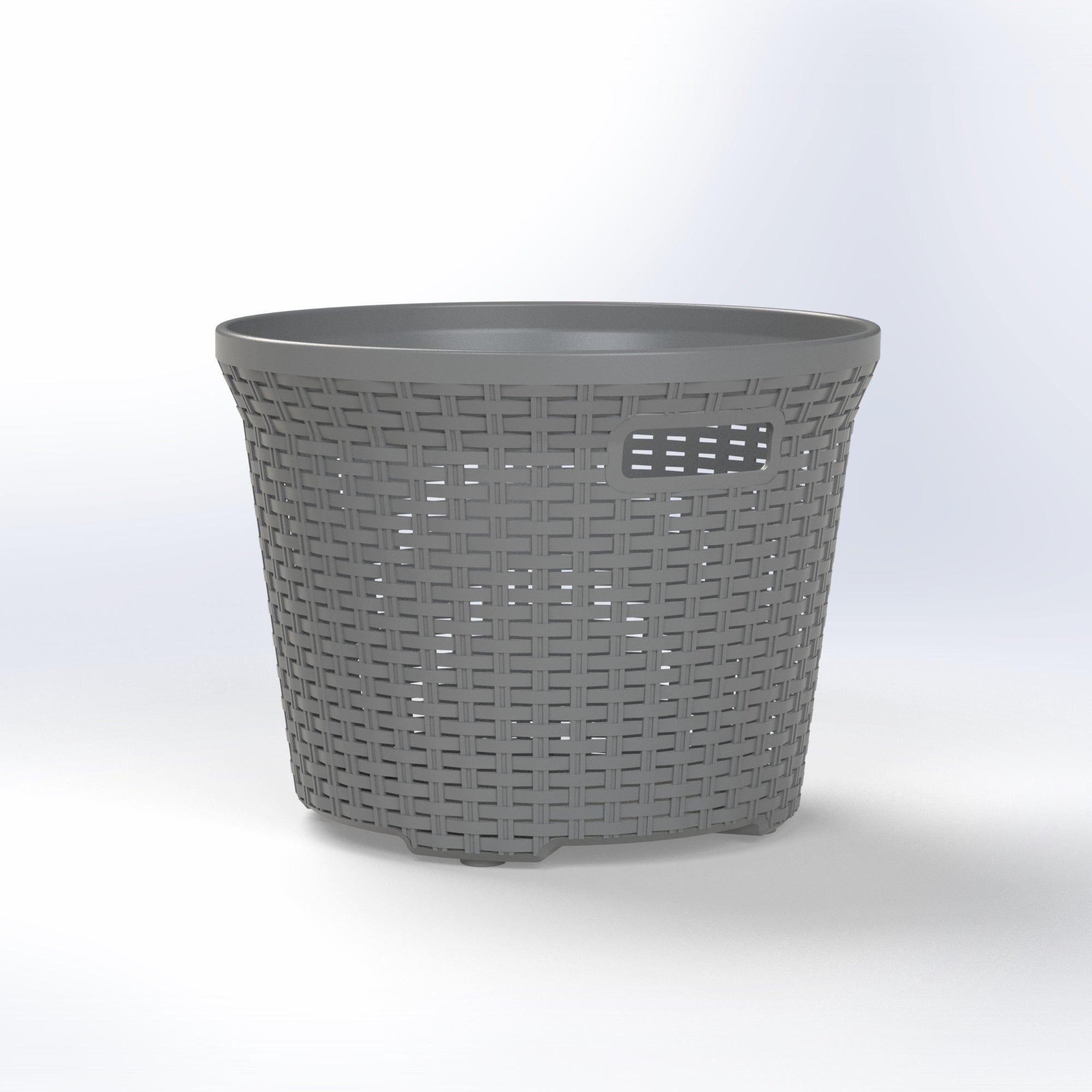 Gray woven-look plastic Marcolo storage basket.