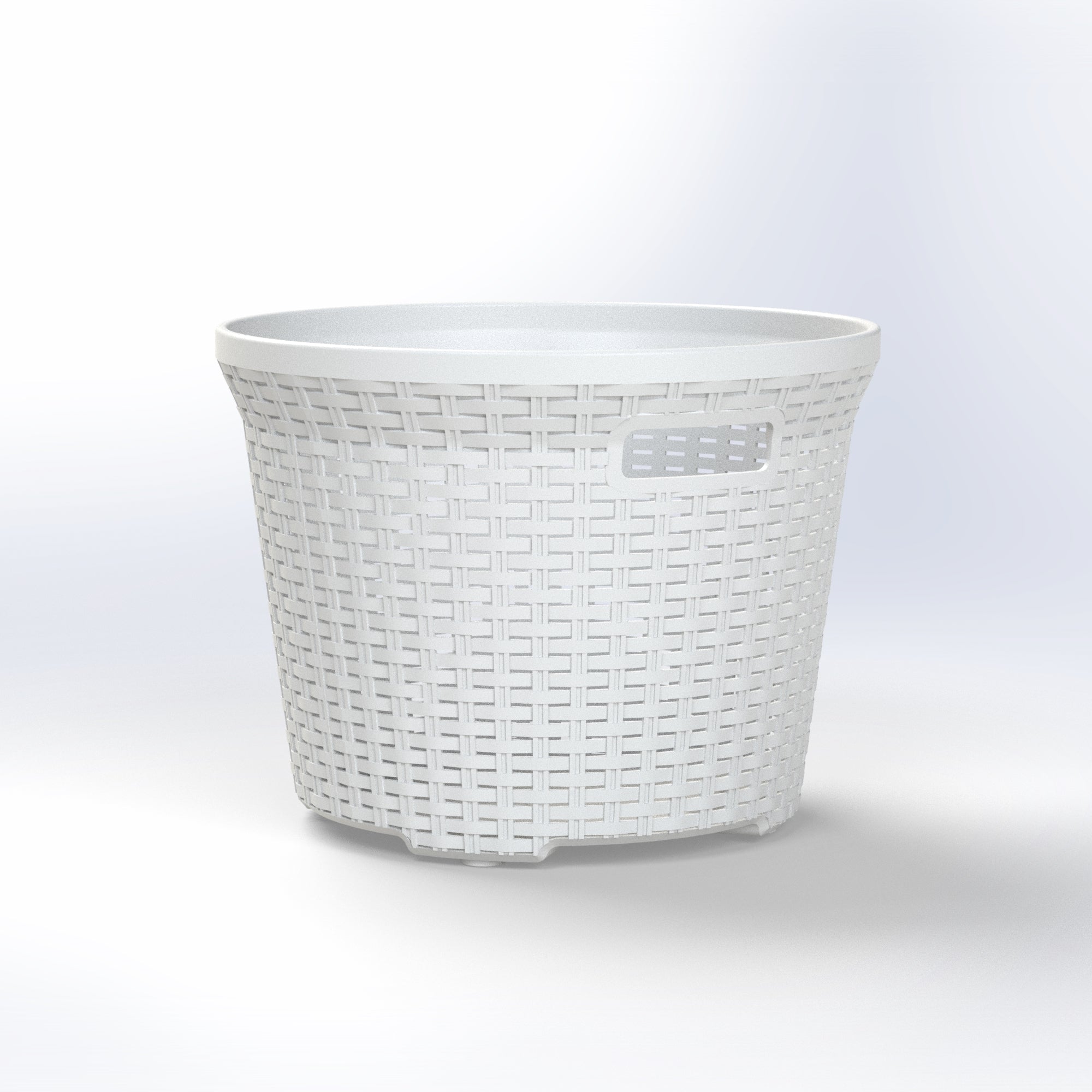 White woven-look plastic Marcolo storage basket.