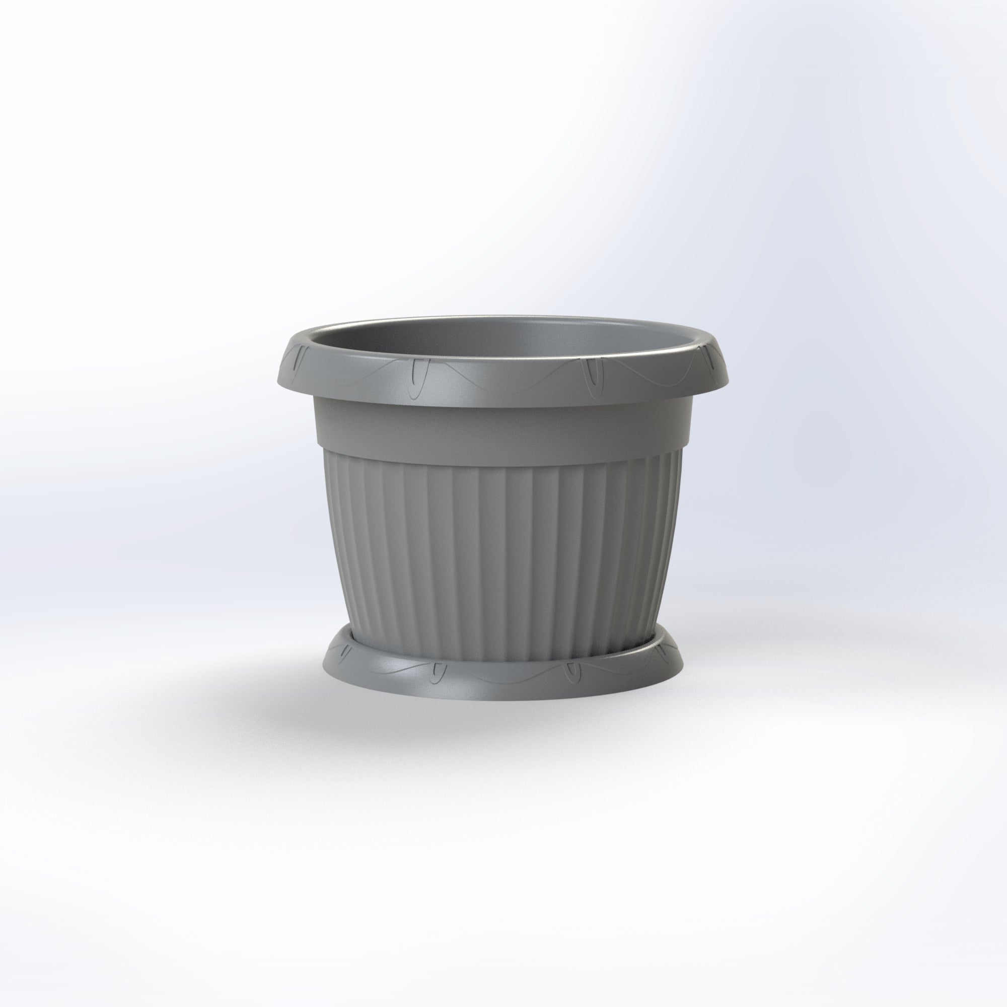 Marcolo two white curved plastic loungers and a small table.