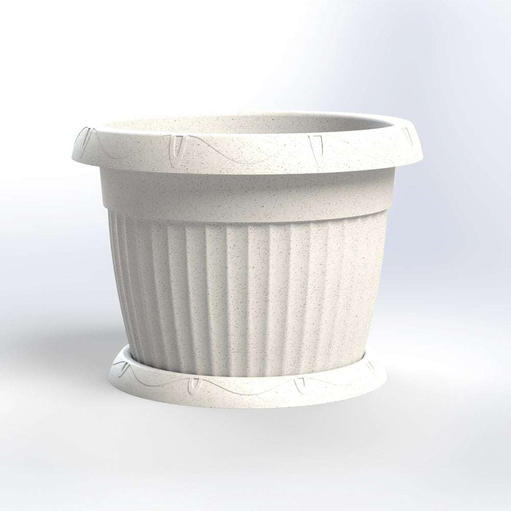 Marcolo textured stone-look plastic planter.