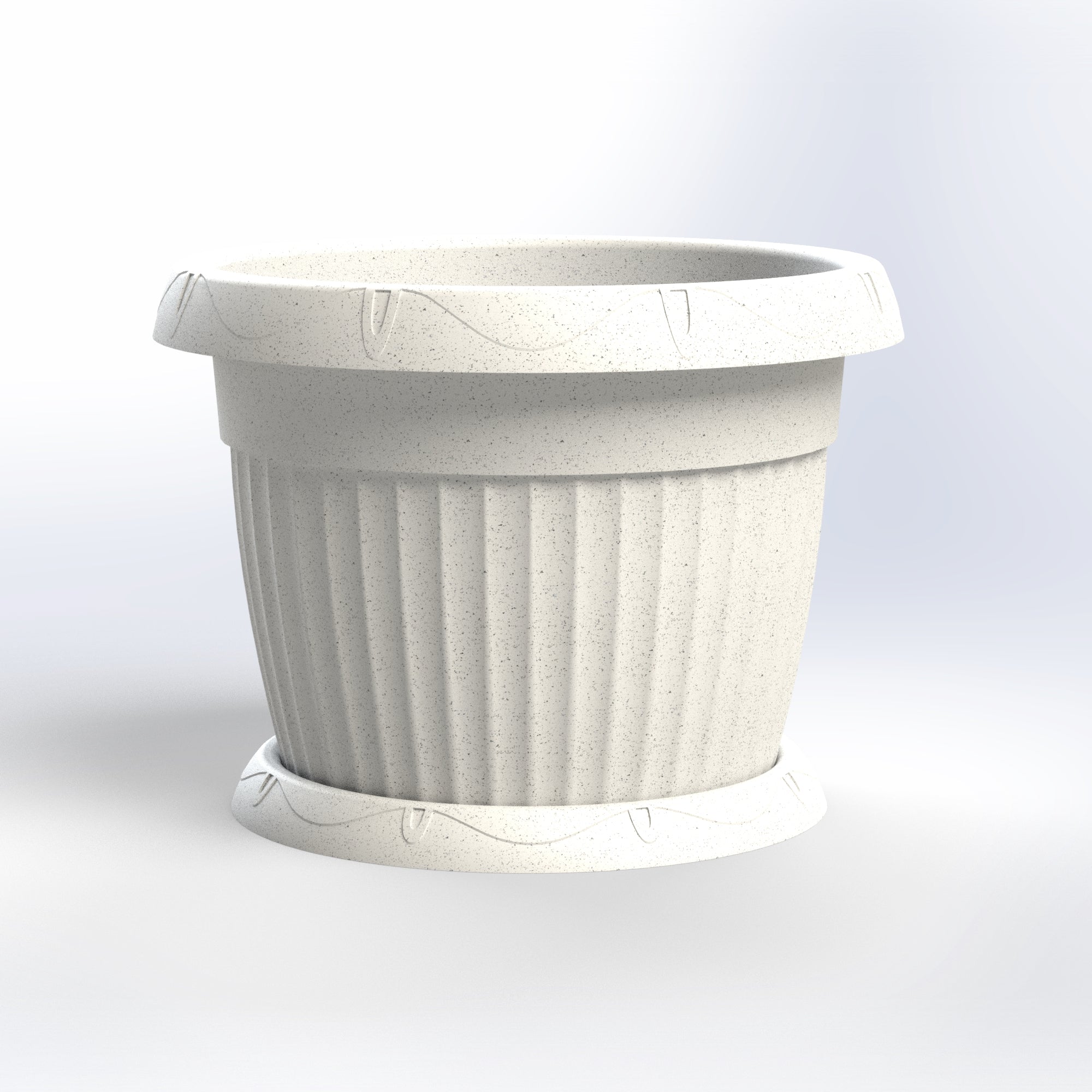 Marcolo textured stone-look plastic planter.