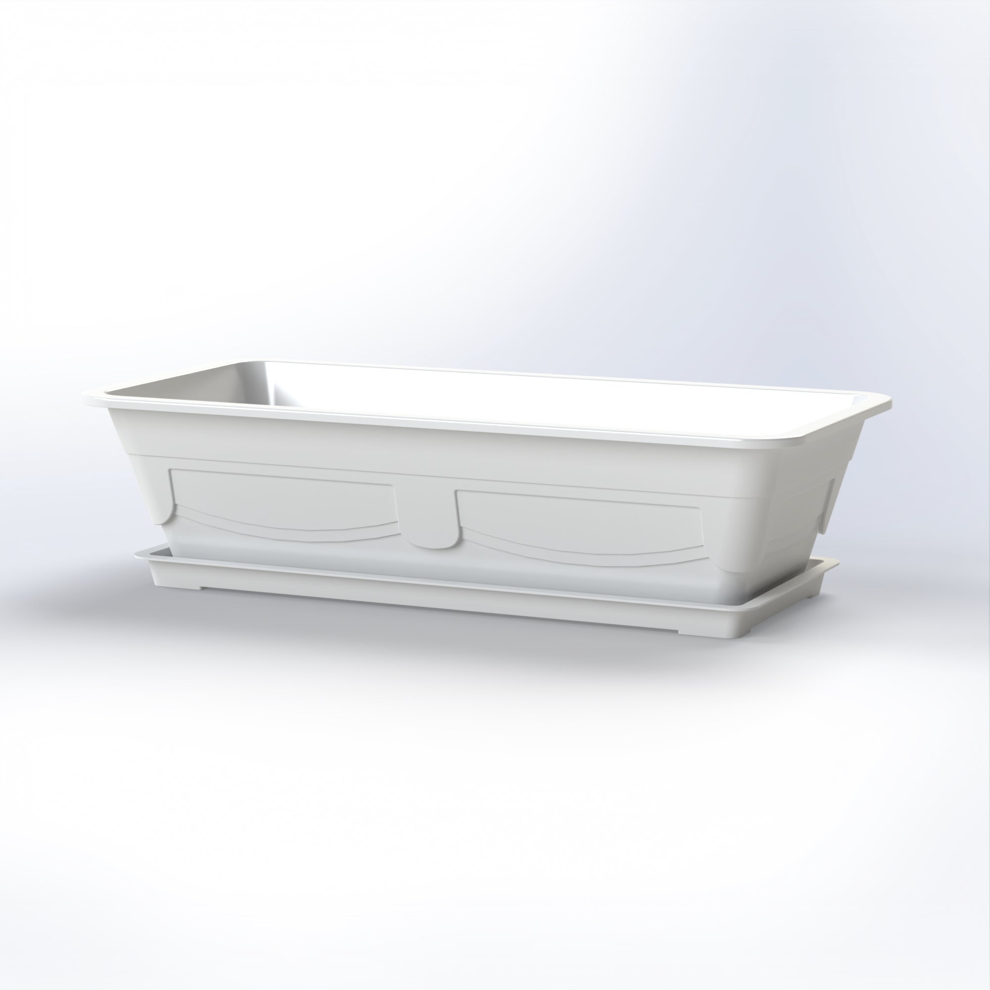 Marcolo white rectangular planter with tray.