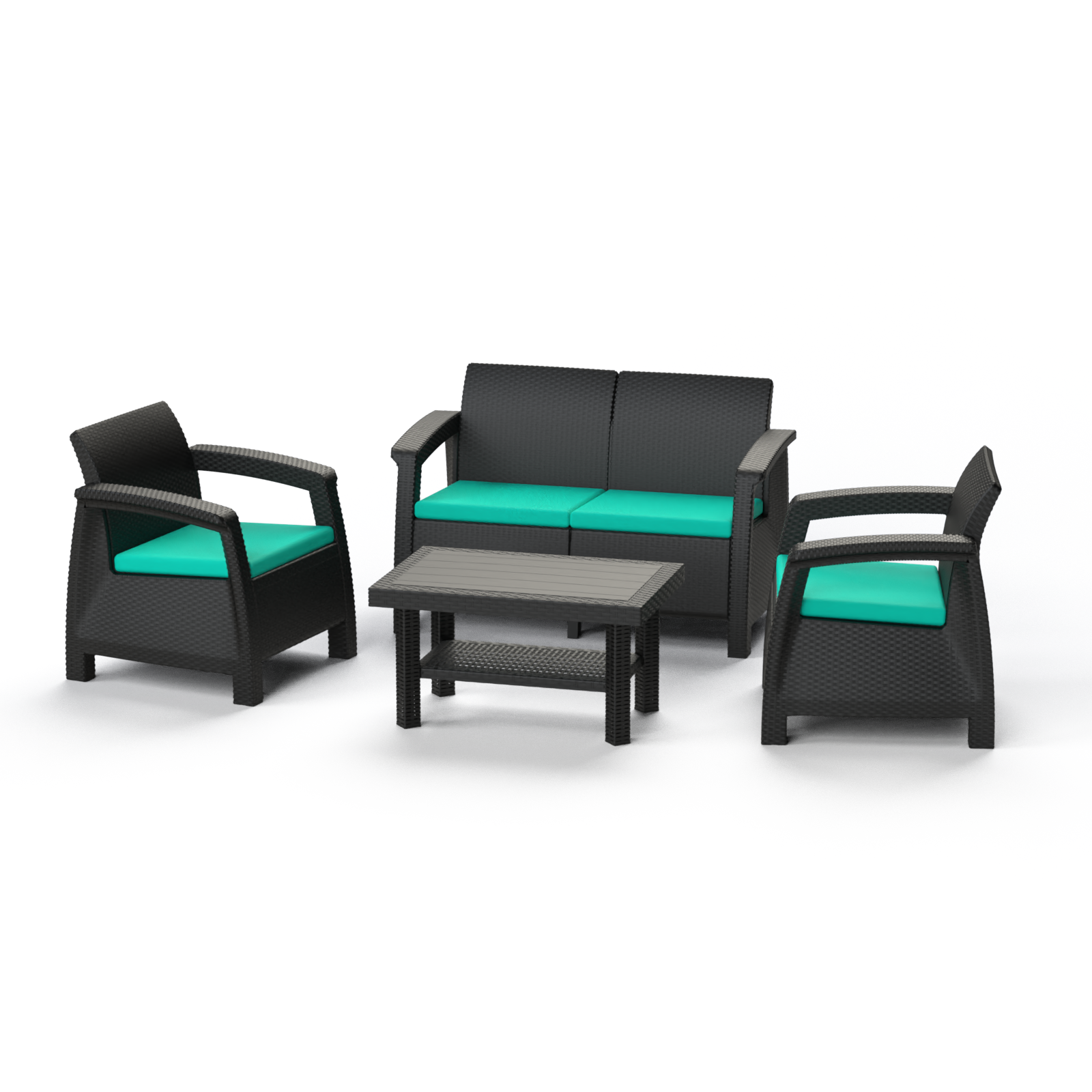 Marcolo wood and white 4-tier storage shelf with accessories.