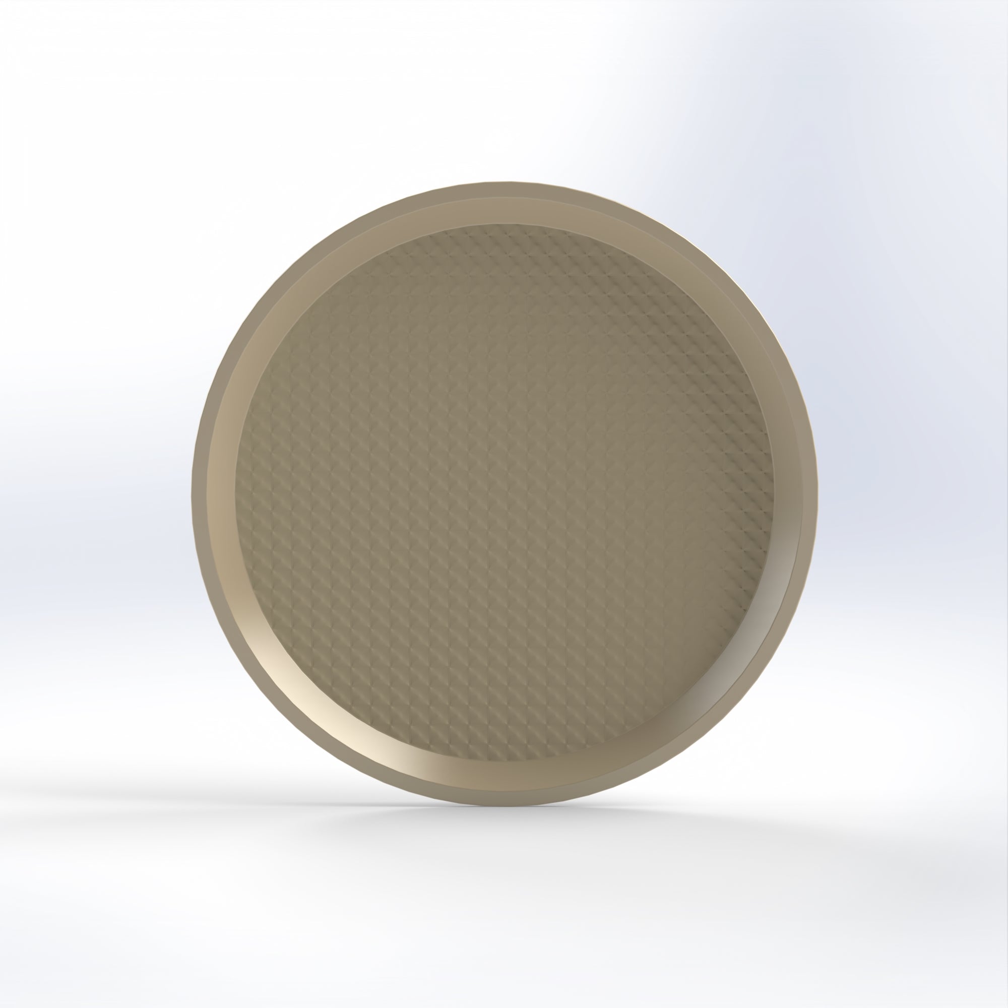 Marcolo round beige plastic serving tray.