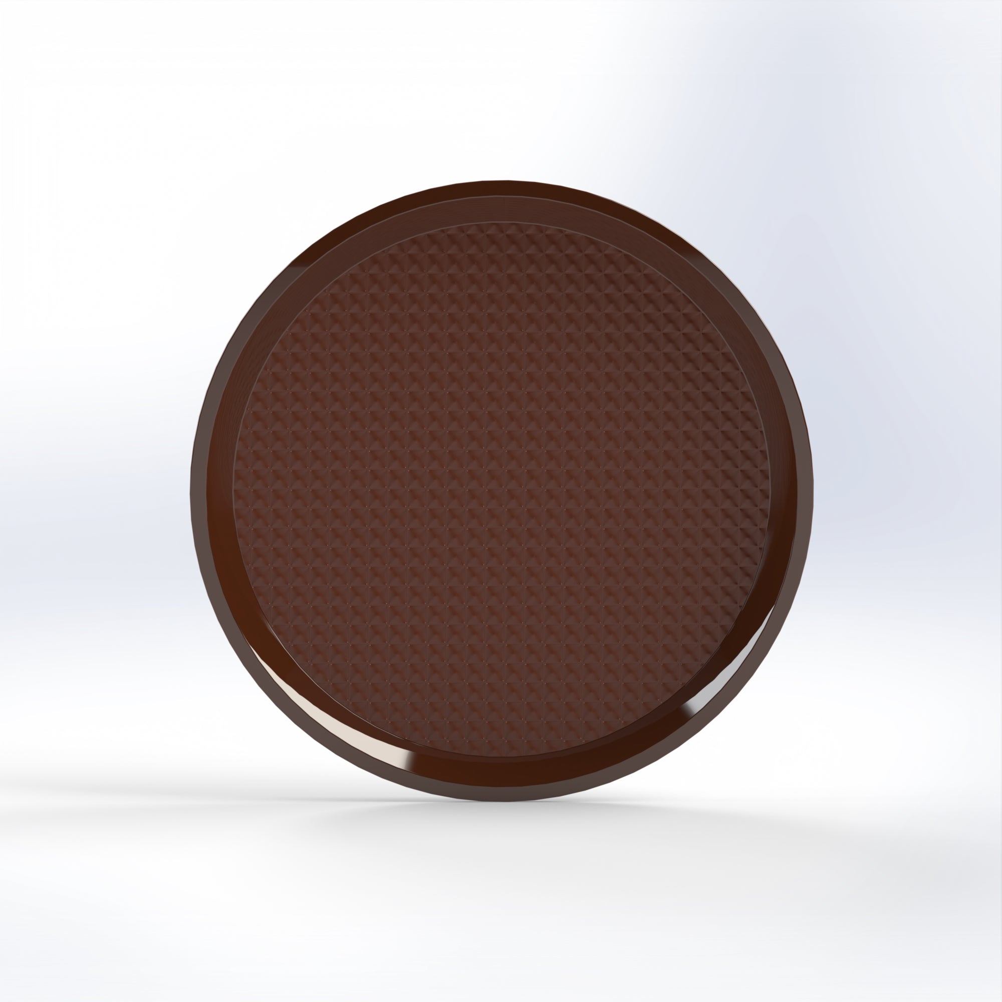 Marcolo round brown non-slip serving tray with a textured surface.