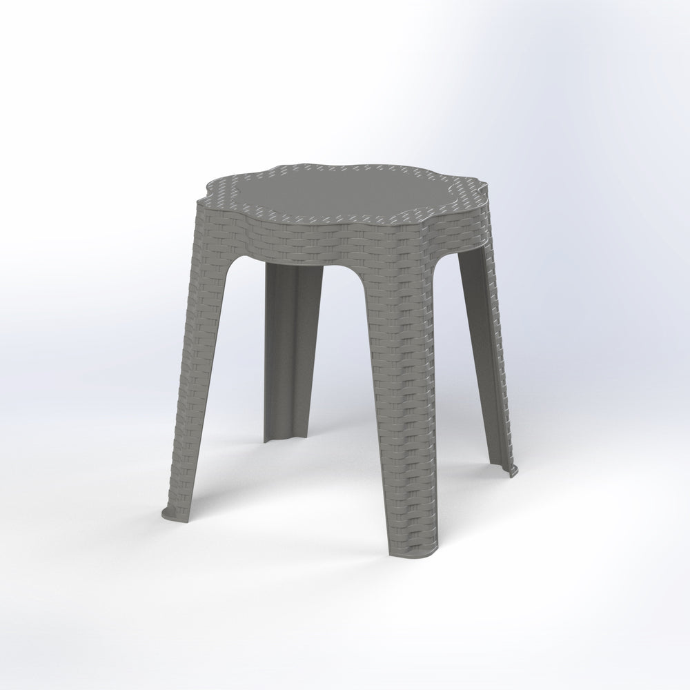Marcolo gray plastic stool with a woven texture finish.