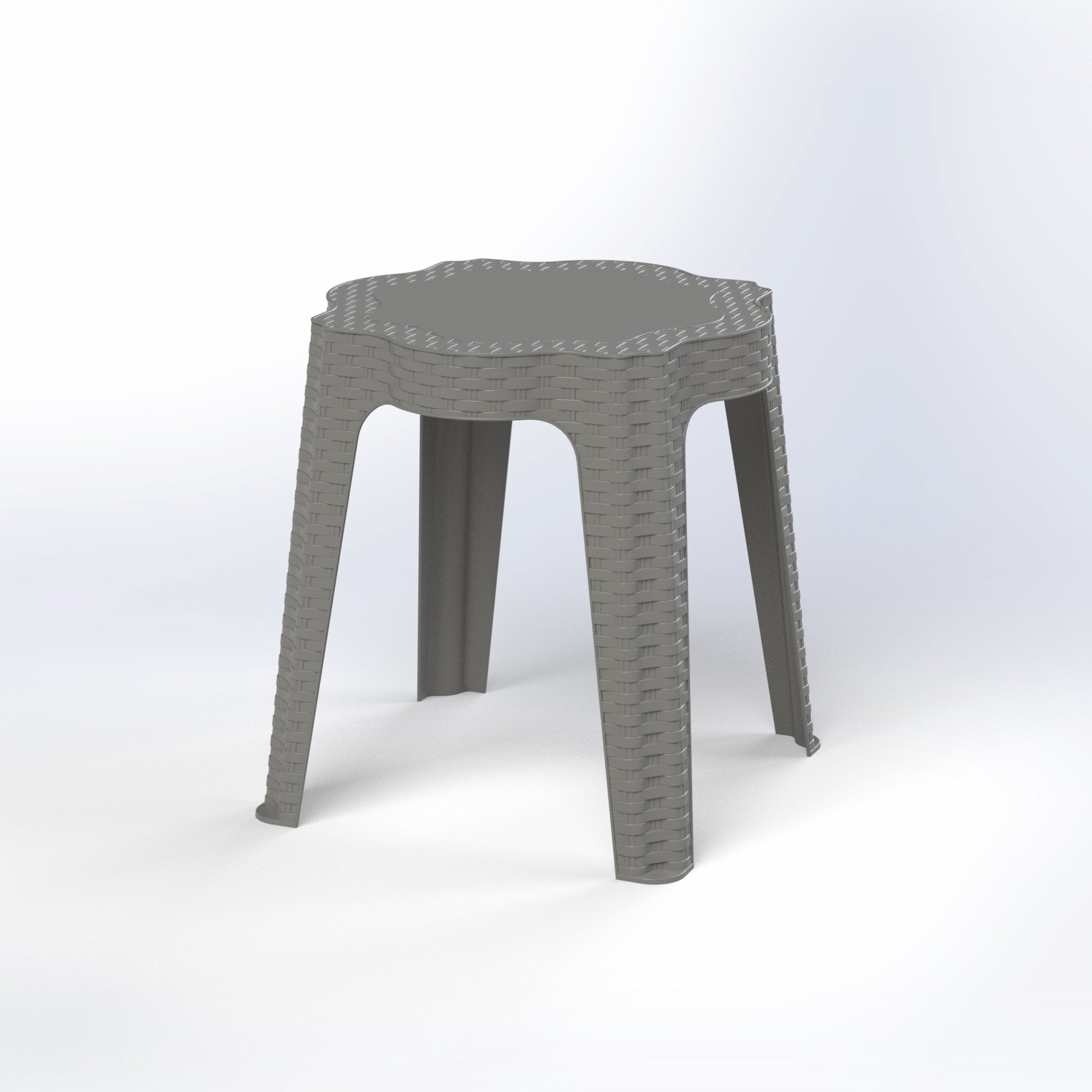 Marcolo gray plastic stool with a woven texture finish.