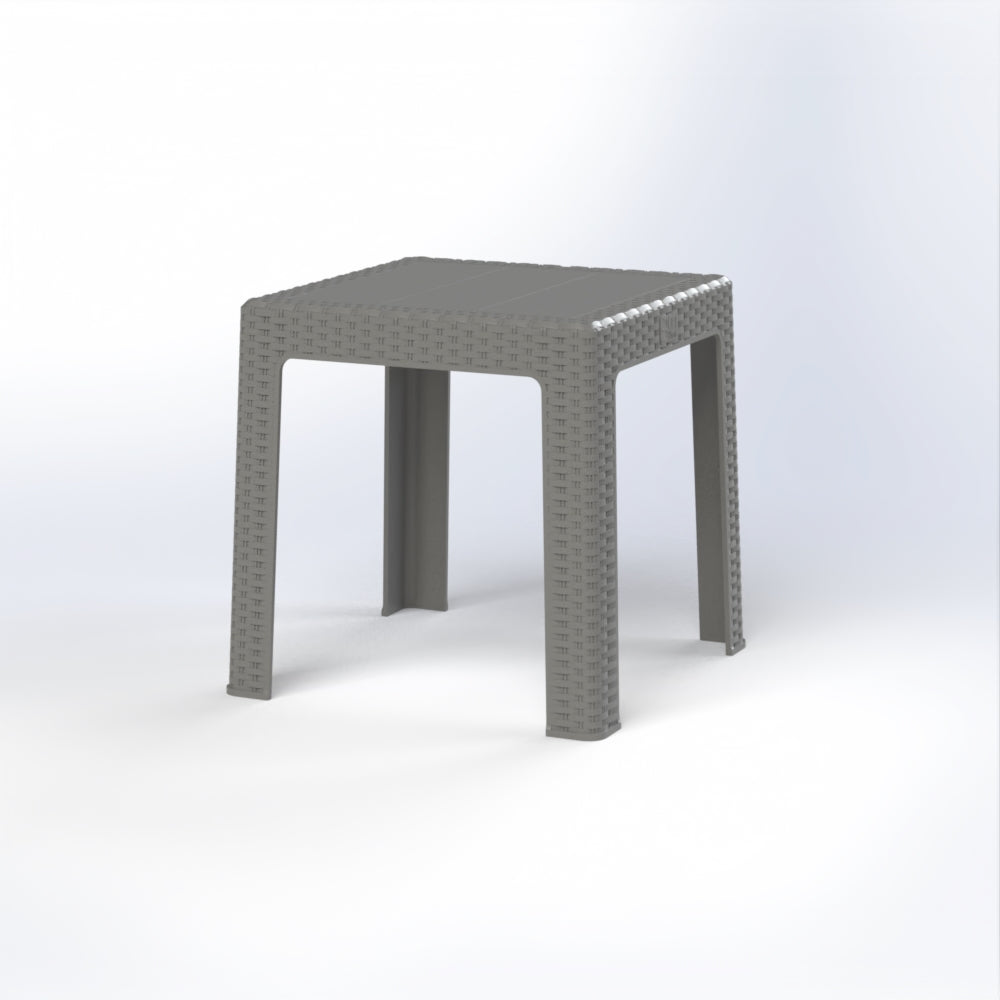 Marcolo white rattan-style side table.