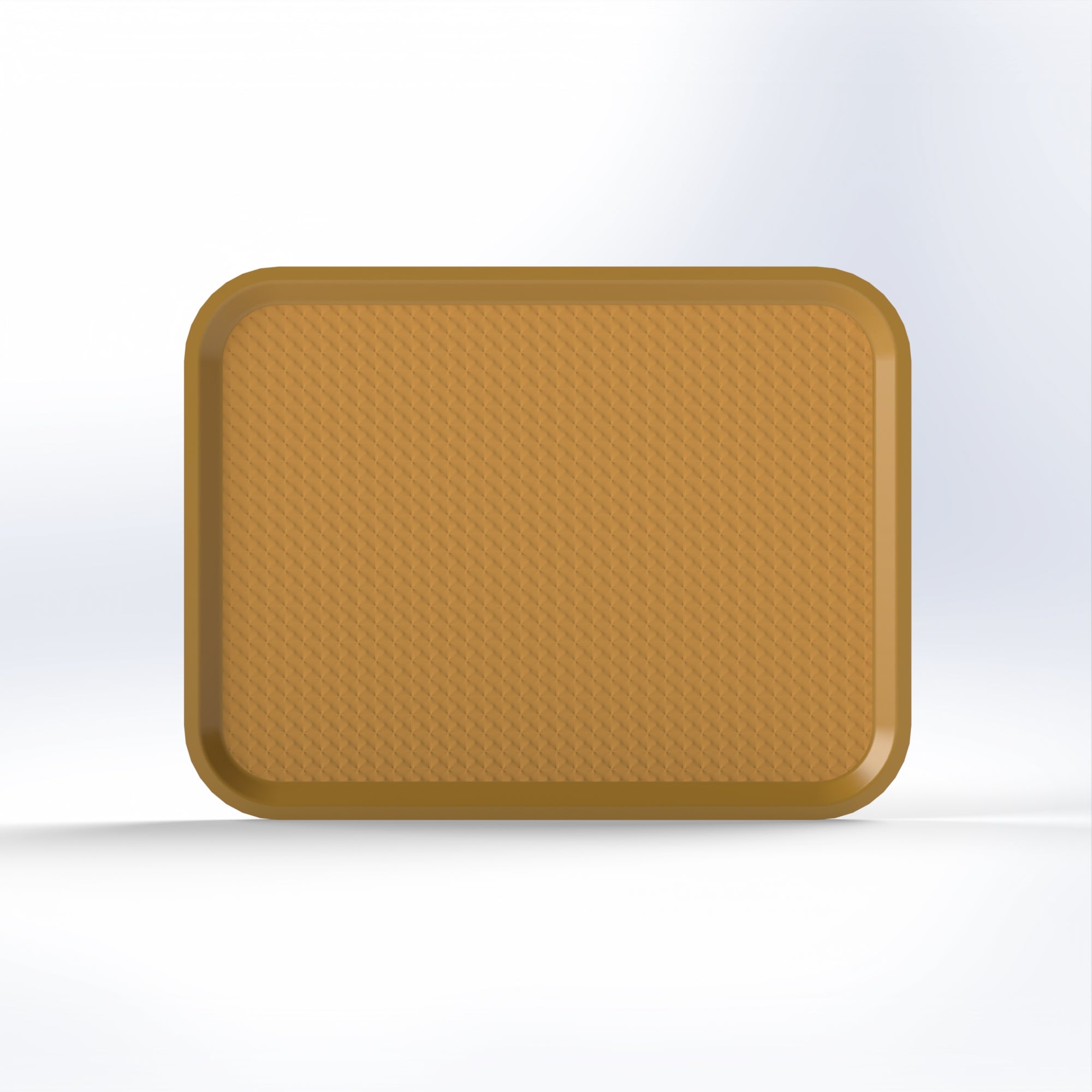 Rectangular, textured, brown plastic serving tray.
