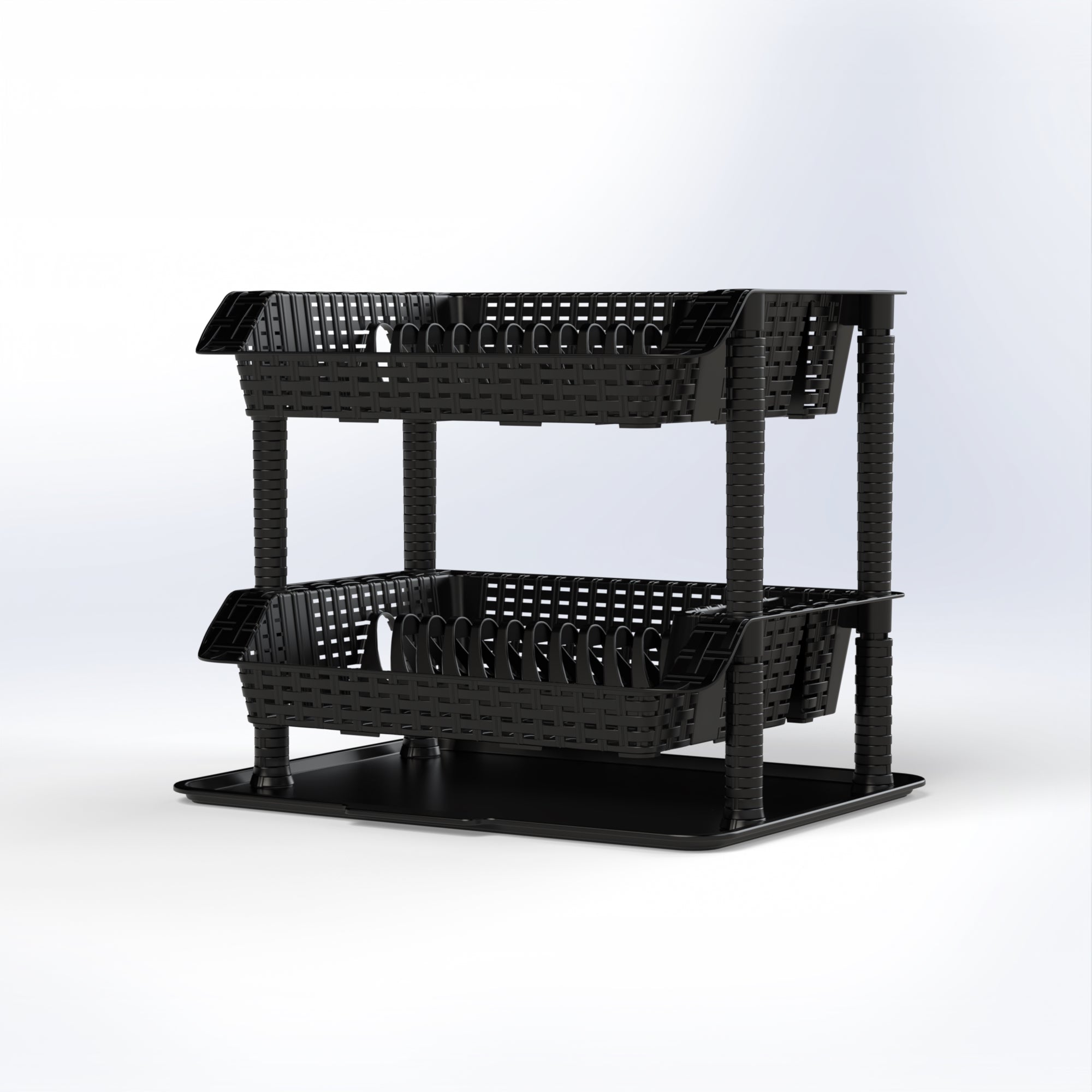 Marcolo 2-tier black plastic dish drying rack.