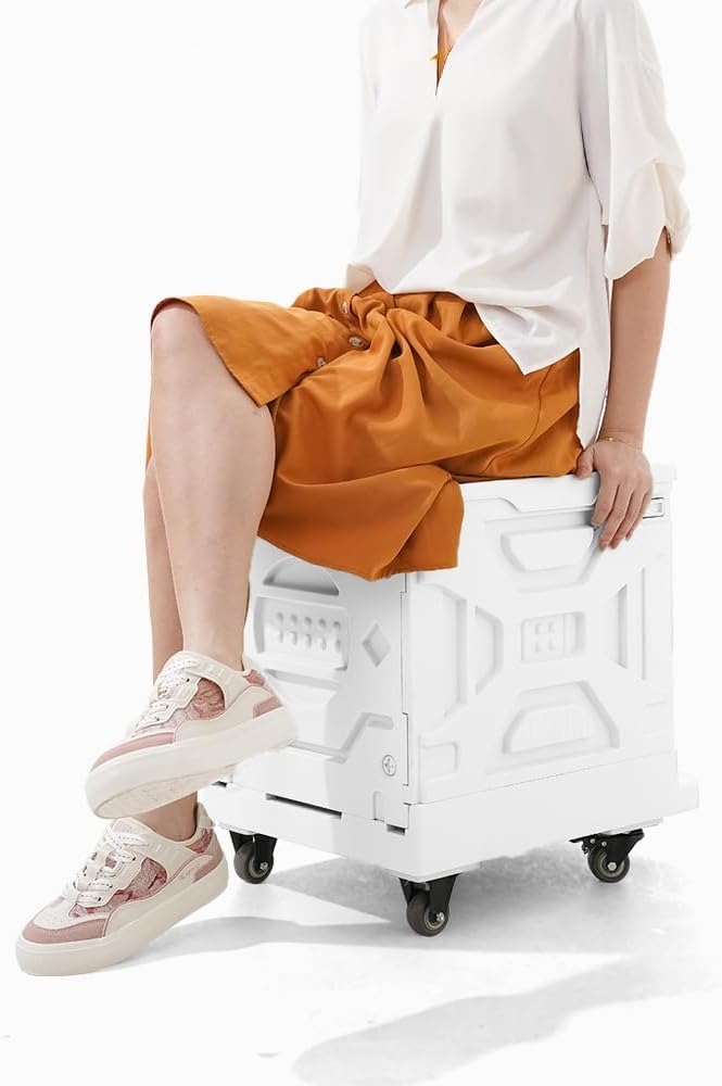 Marcolo white folding table with multiple views and clips.