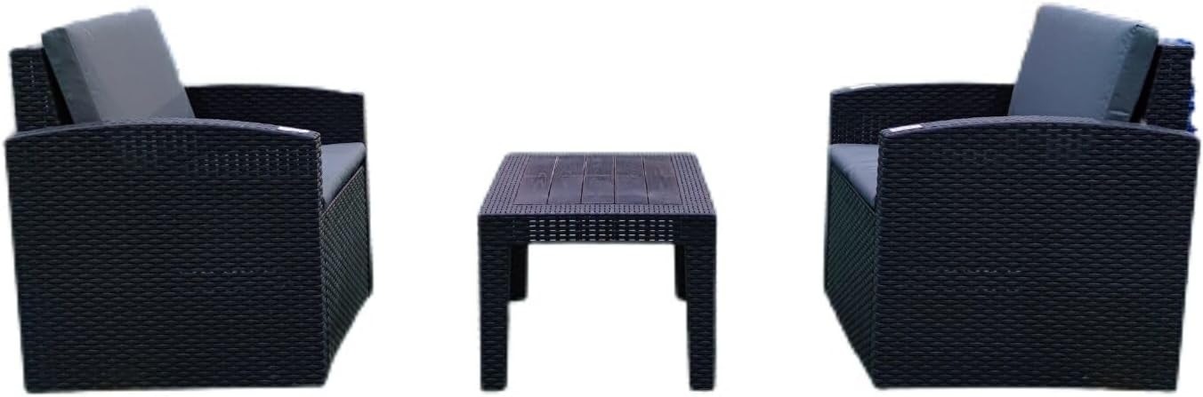 Marcolo 3pc woven patio set: two chairs and a table.
