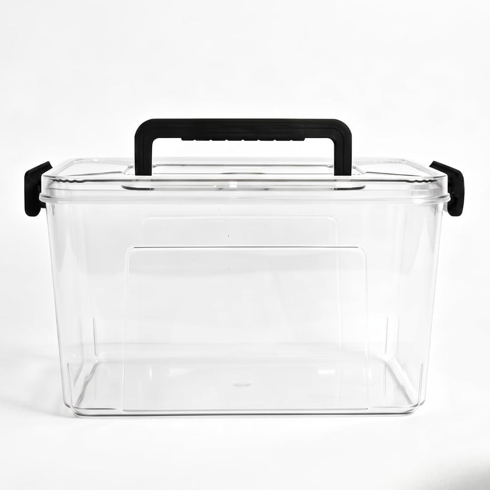 Marcolo 25L Super Clear PET storage box with locking lid, front view
