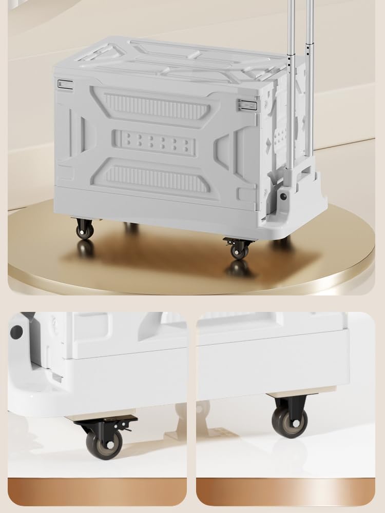 Marcolo collapsible rolling cart with durable caster wheels.