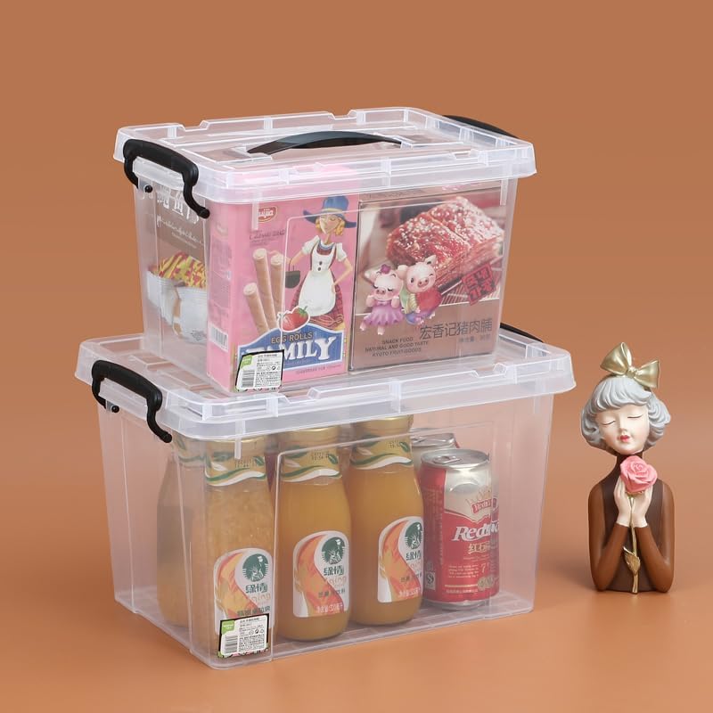Marcolo clear boxes holding drinks, snacks, and a figurine.
