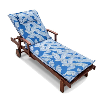 Phuket Wooden Sun Lounger with Leaf-Print Cushion, FSC® Certified Eucalyptus