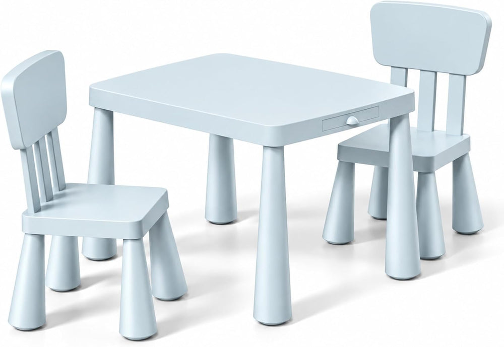 Blue kids table and 2 chairs set
