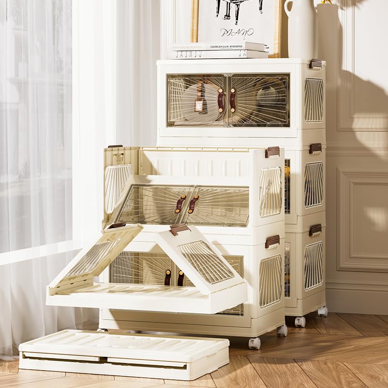 Marcolo collapsible, stackable storage cabinet being folded.