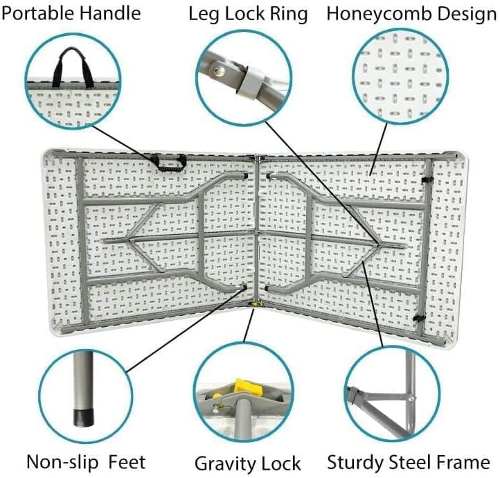 Features of the Marcolo folding table's underside