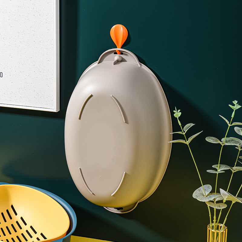 Marcolo wall-mounted oval plastic basin hung up.