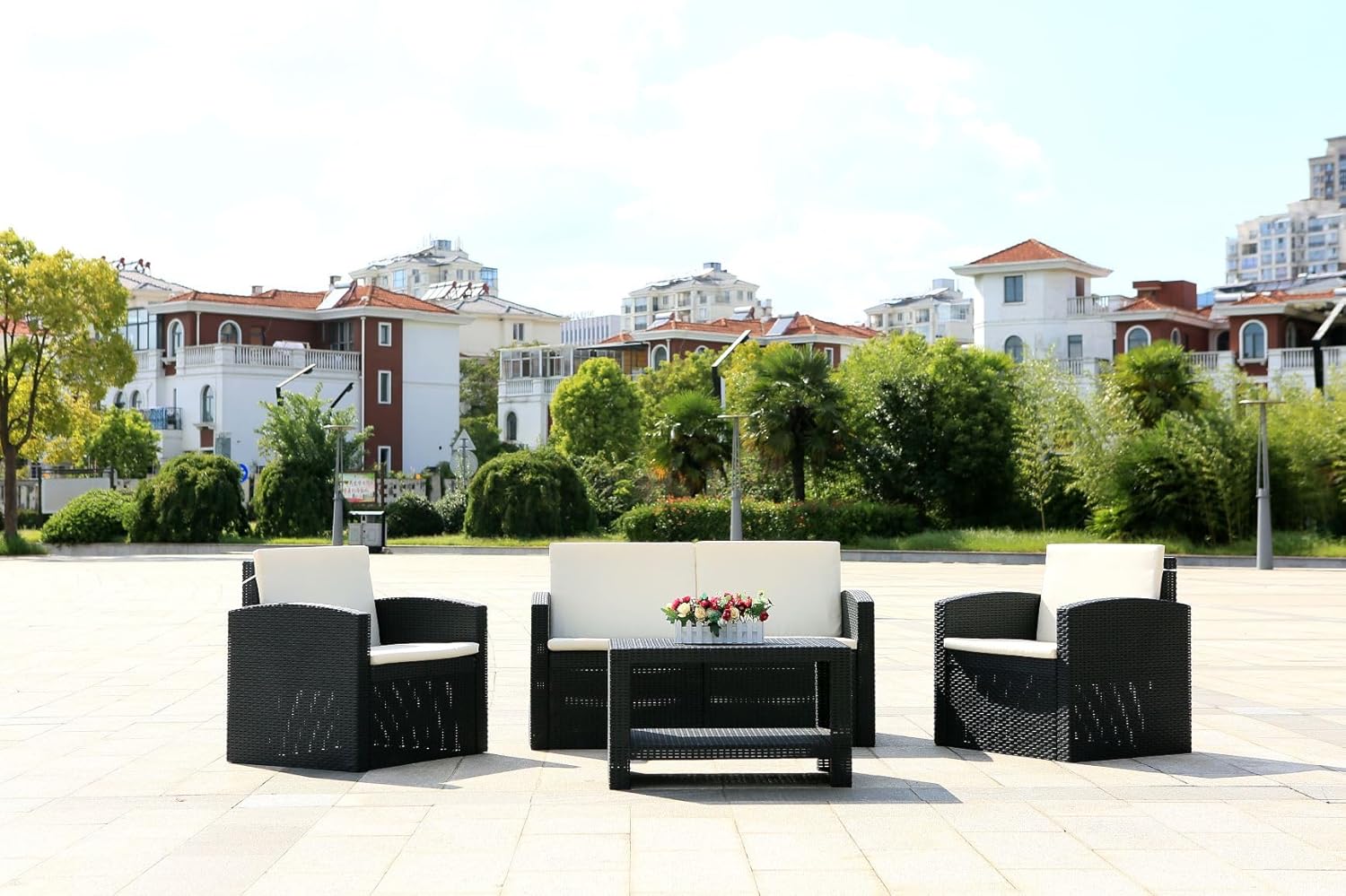 Marcolo brown rectangular window box planter with saucer.