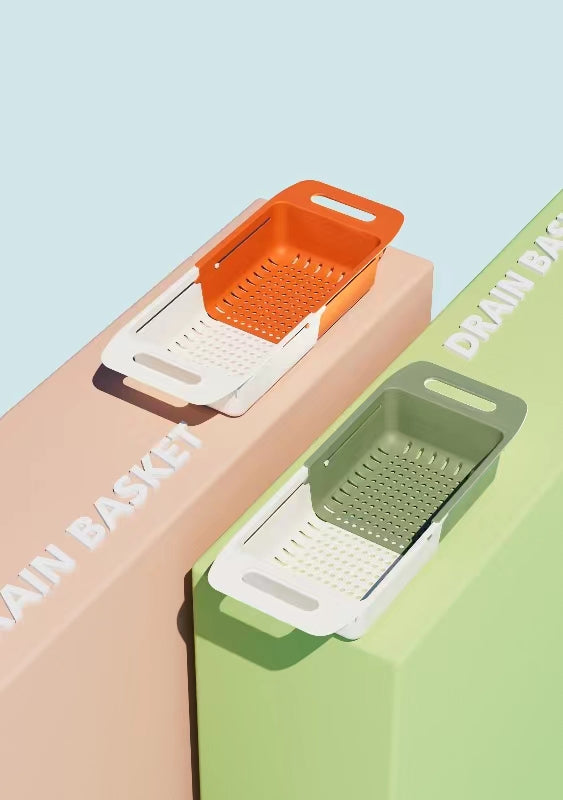 Marcolo 2 telescopic plastic draining baskets.