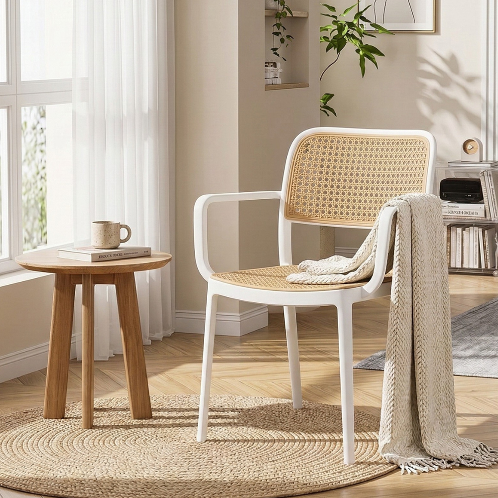 Capri Rattan Dining Chair with Arms – Modern Indoor & Outdoor Armchair