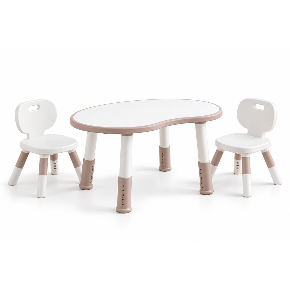 Ergonomic Kids Table & 2 Chairs Set, Height-Adjustable
