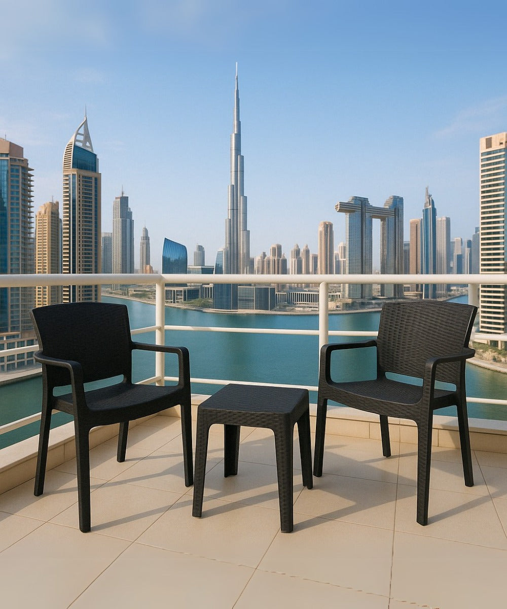 Marcolo black rattan balcony set