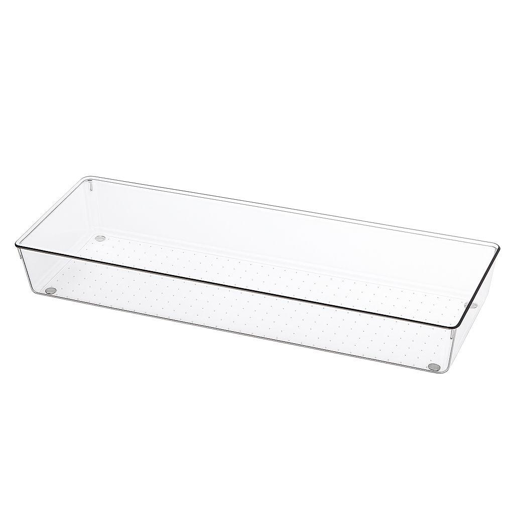 Marcolo clear plastic rectangular drawer organizer tray.