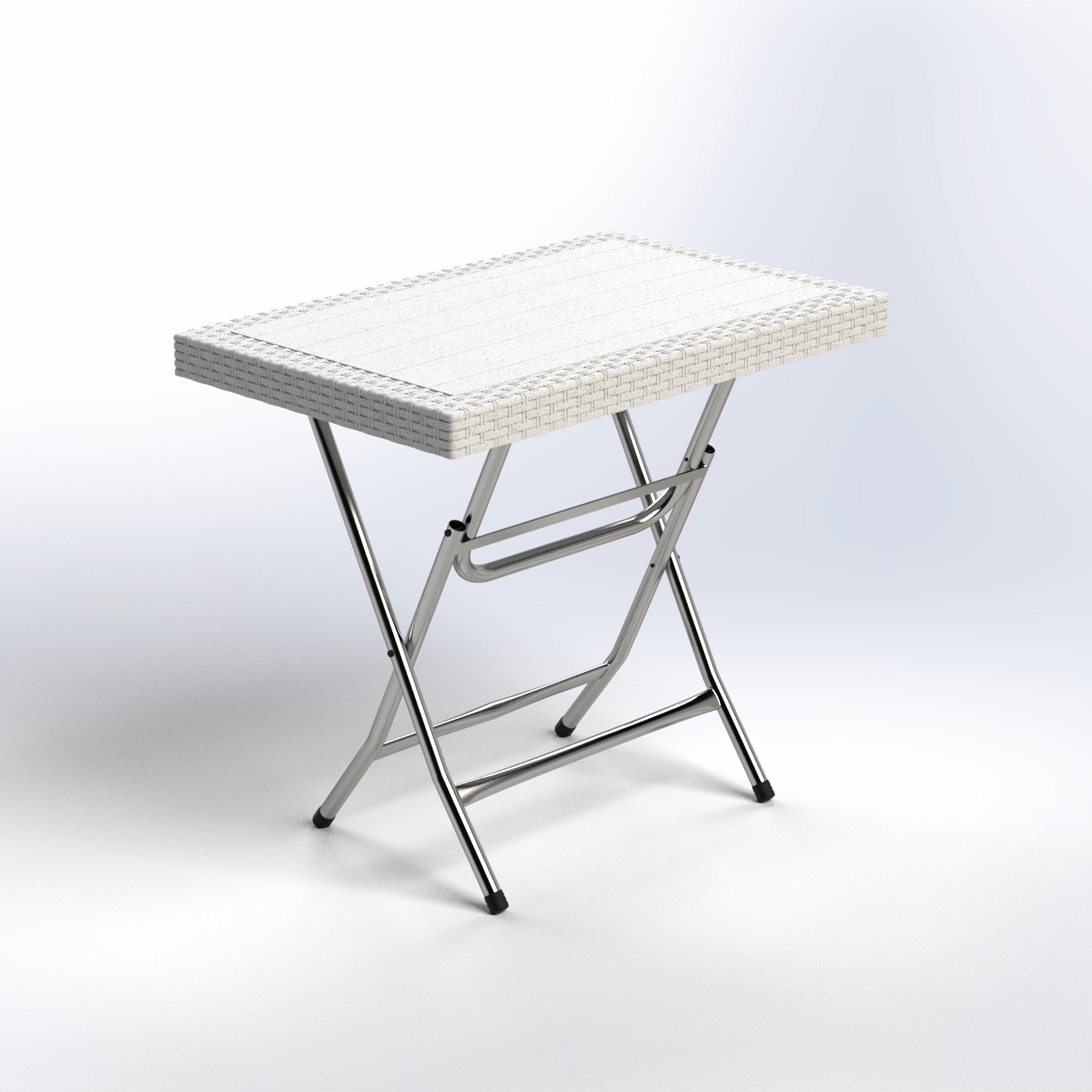 Complex | Rectangular Rattan Foldable Table | 85*55*75 - White