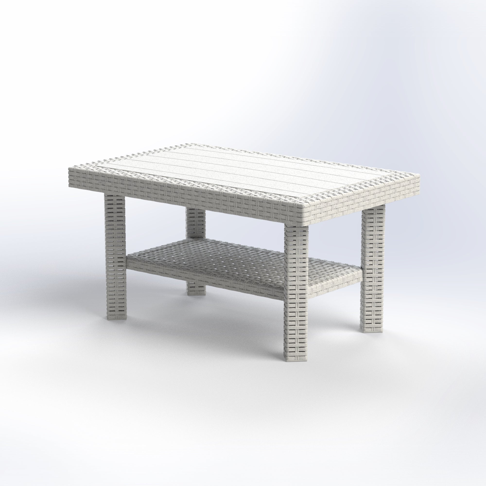 Douplex | Rectangular 2-Layer Rattan Coffee Table | 85*55*45 - White
