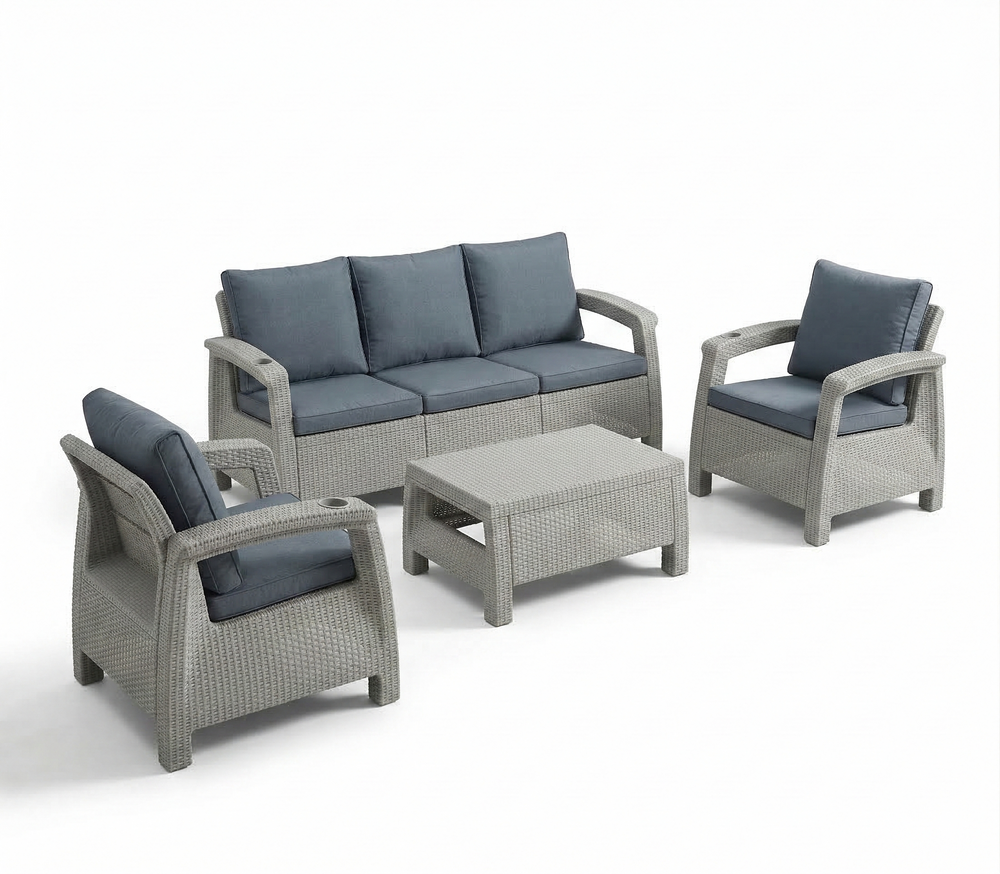 Marcolo grey 5-seater Havana outdoor set on white background
