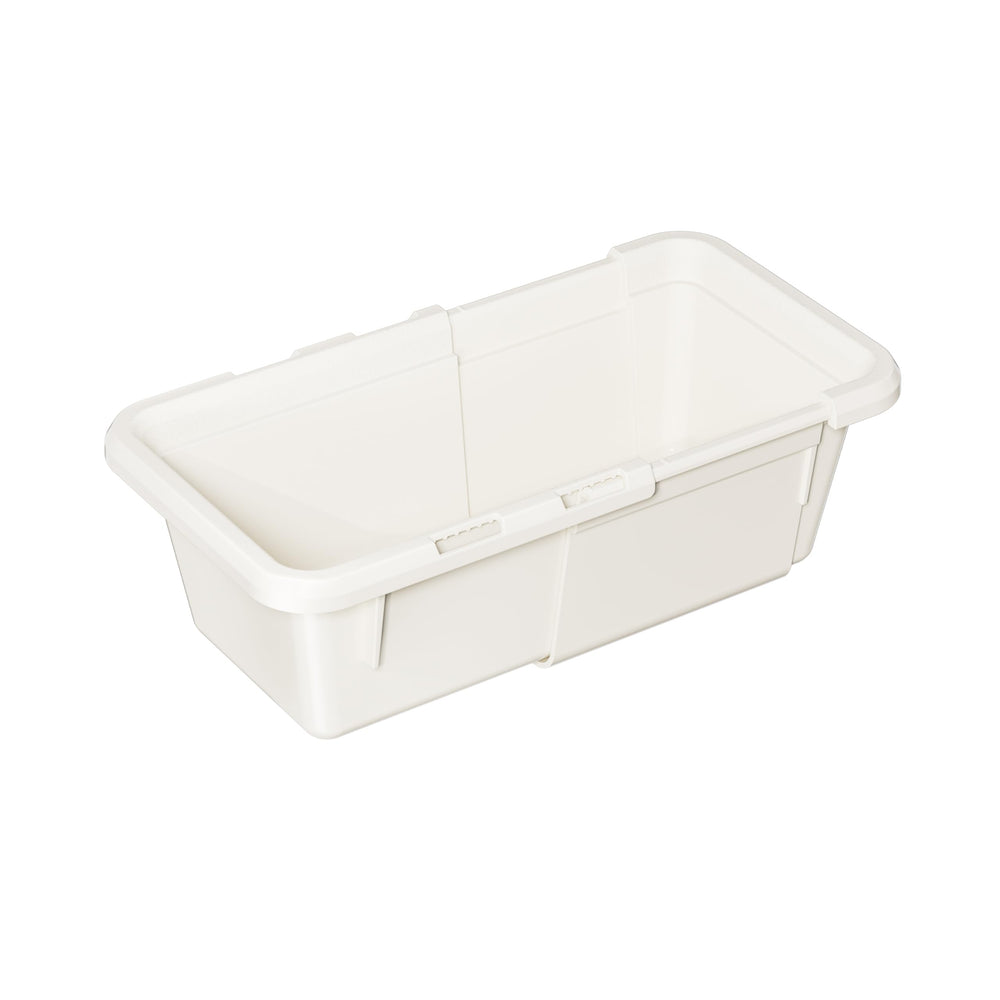 Marcolo white adjustable drawer organizer tub.