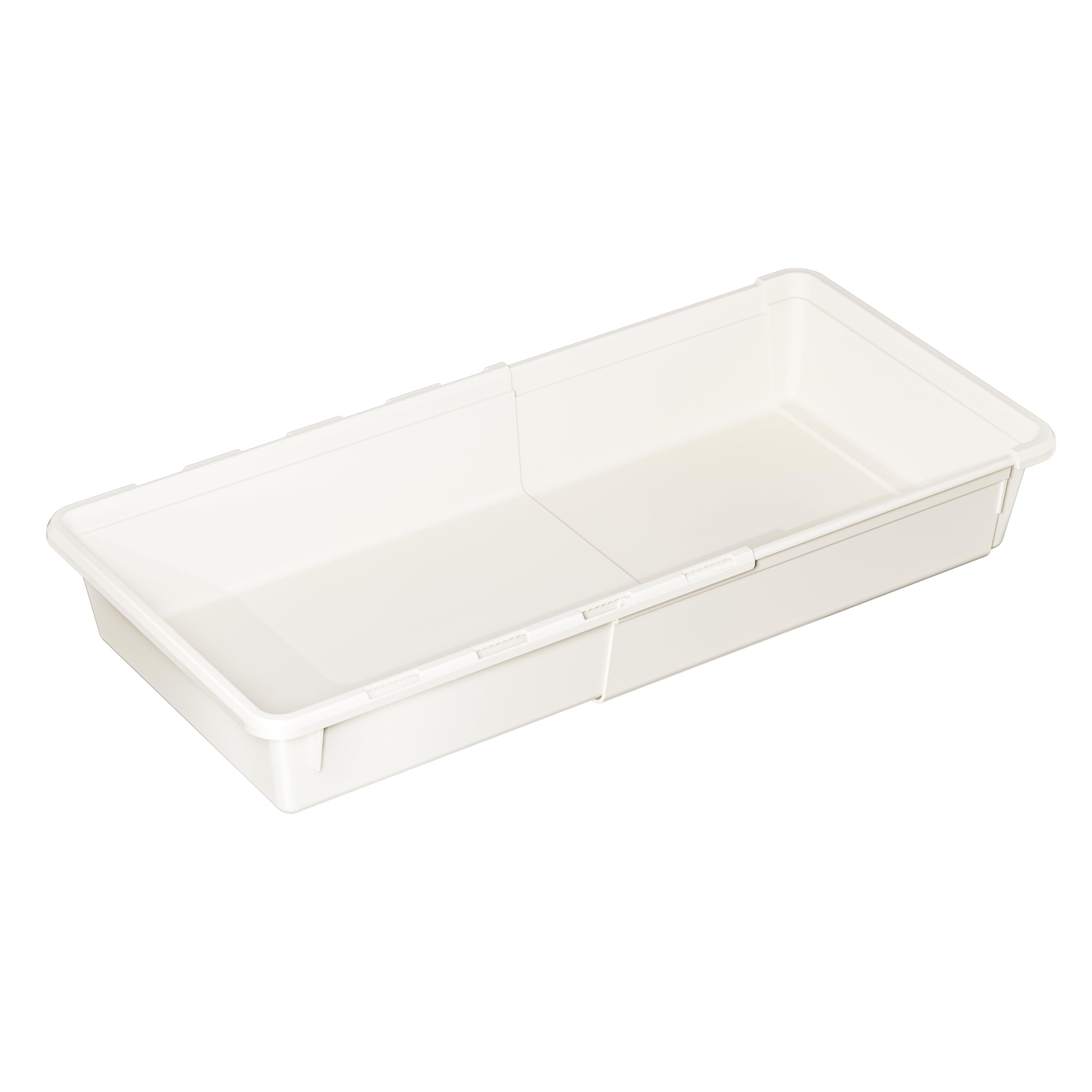 Marcolo rectangular white plastic drawer organizer bin.