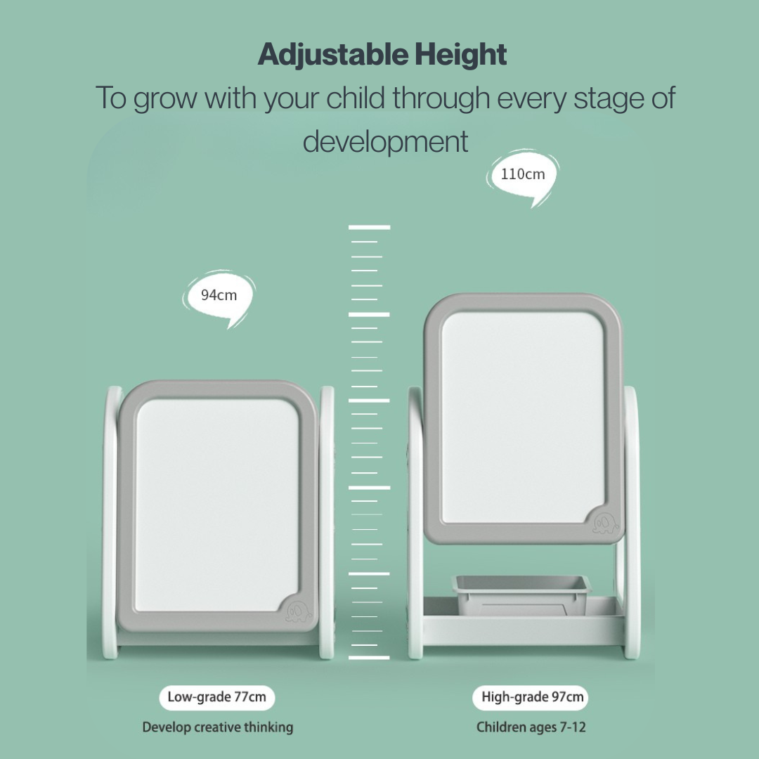 Image comparing the adjustable height of a Marcolo easel.