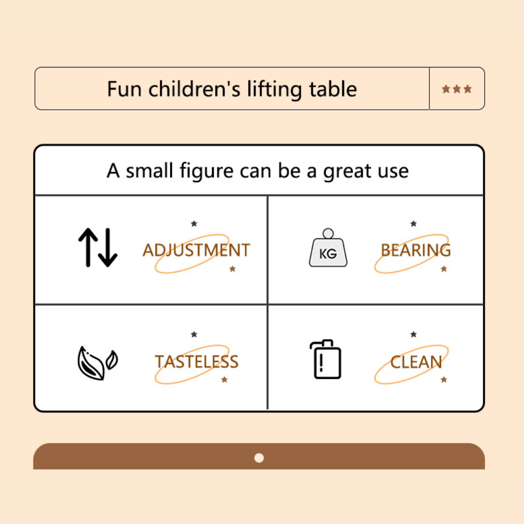 Marcolo children's adjustable, weight-bearing, safe, clean table.