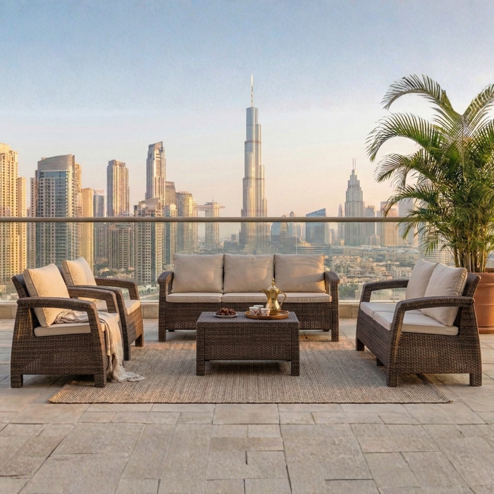 Marcolo brown 7-seater Havana set with Burj Khalifa views