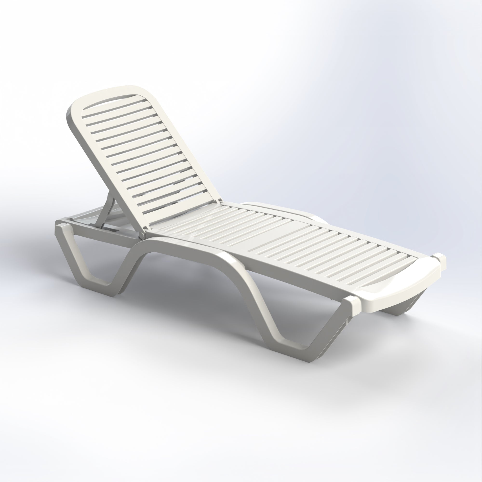 White, slatted, plastic Marcolo sun lounger/chaise.