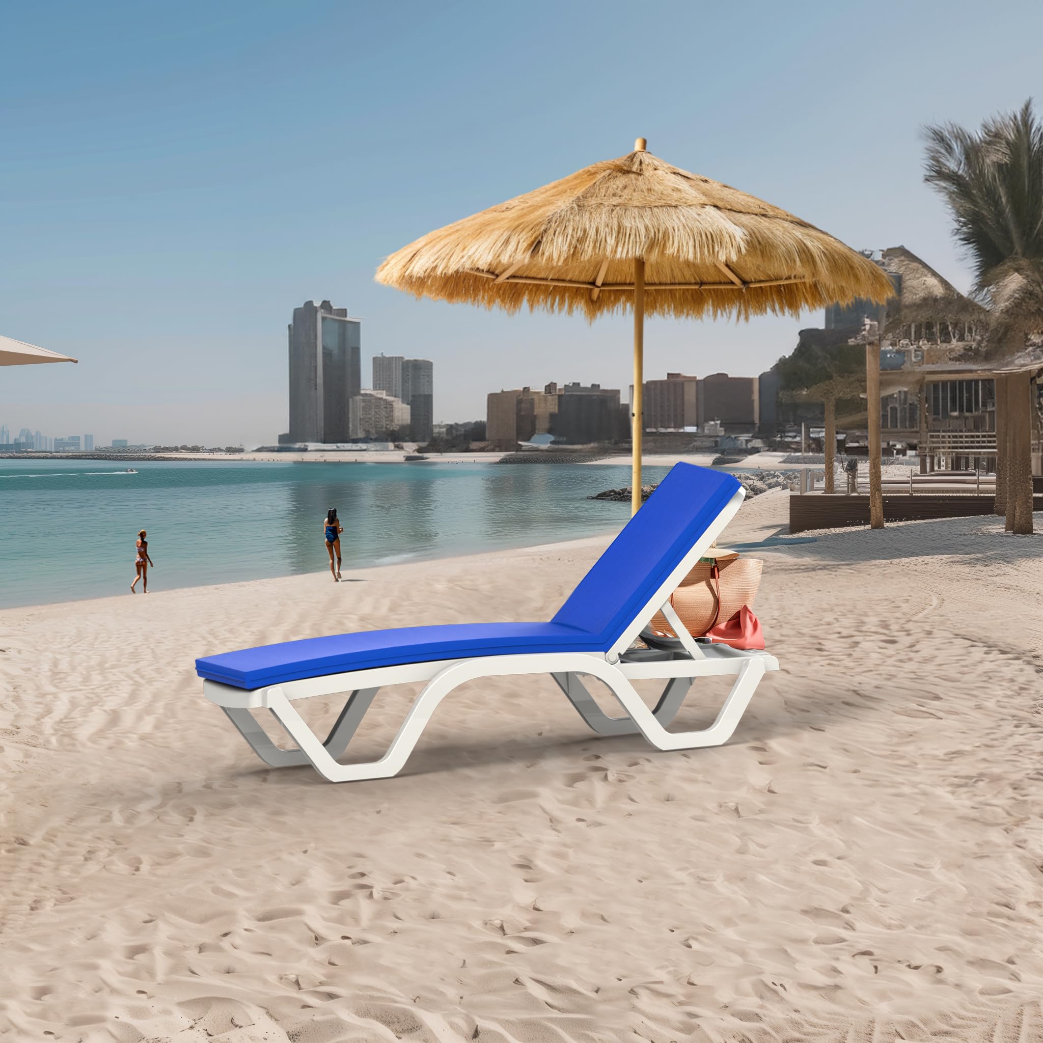 Comfortable Marcolo outdoor sun lounger with cushion for terrace